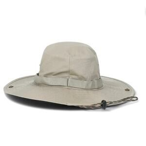 Ozark Trail Mens Outdoor Sun Hat Tan Beige button side Vent Chin Strap NWT S/M